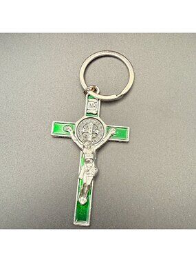 Rome Italia Vatican Green Enamel Metal 3" Souvenir Keychain